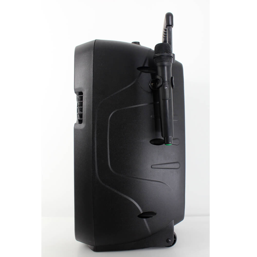 ลำโพงบลูทูธ 15 นิ้ว แถมไมค์ไร้สาย McRock รุ่น DHT-730DF(A15) พร้อมแบตเตอรี่และล้อลาก